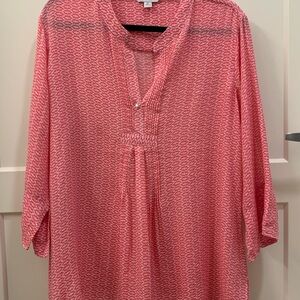 NWT! Counterparts Women’s Sheer Pleated Red White V-Neck 3/4 Sleeve Size XL